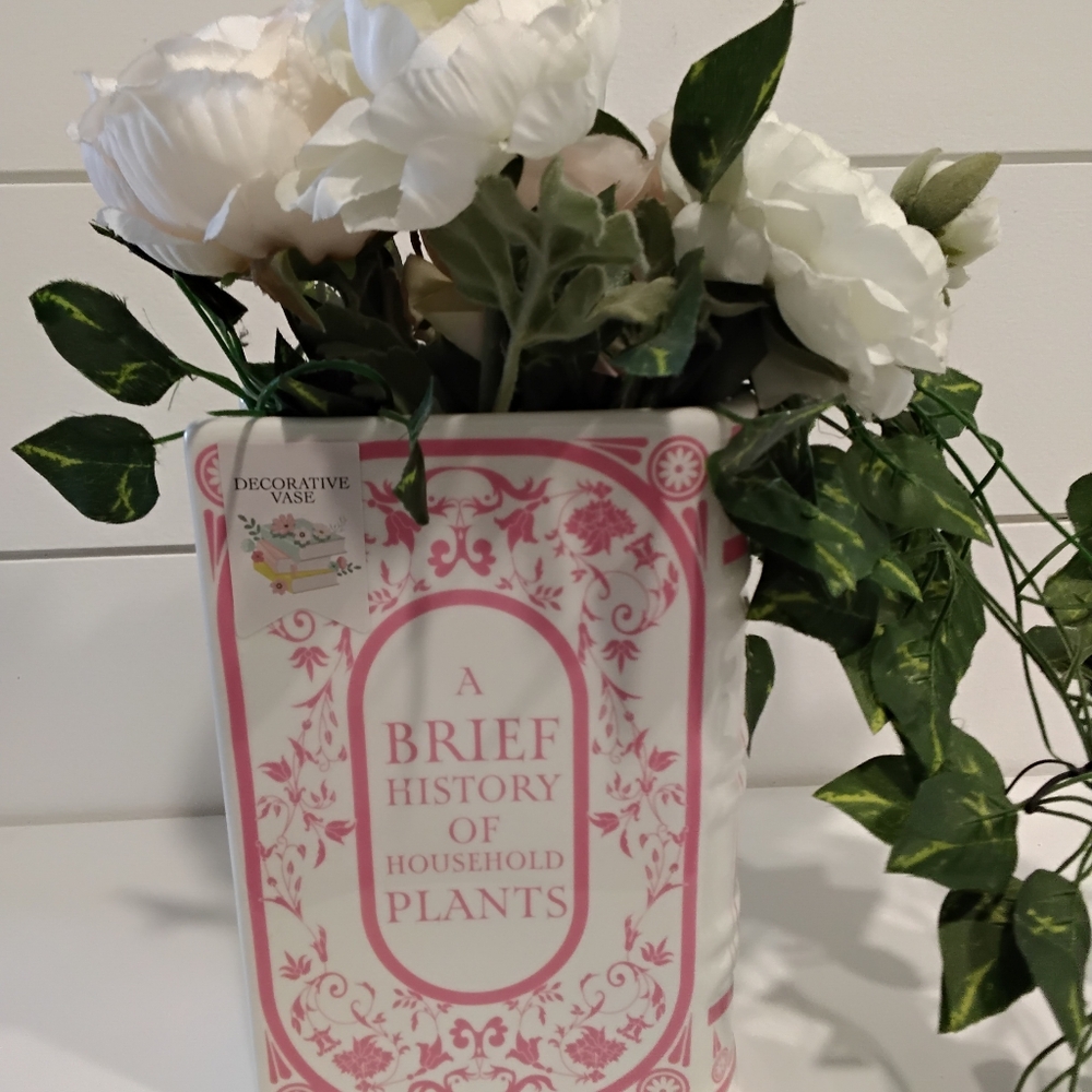 Floral Book Vase with Pink and White Faux Flower Accents - Picture 5 of 8